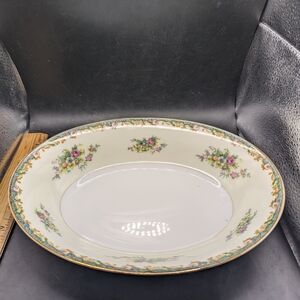 Vintage Morimura Japan Vegetable Serving Bowl Blue Floral Trim